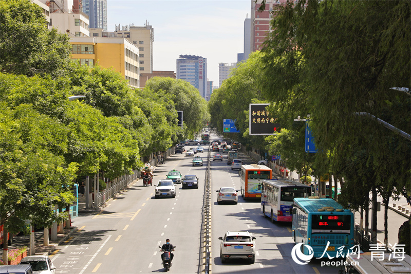 9月5日，西寧市道路交通井然有序。人民網(wǎng) 張皓芃攝
