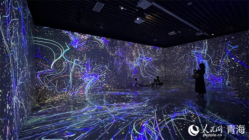 游客正在體驗感受數(shù)字藝術(shù)展。實習(xí)生 吳桐攝